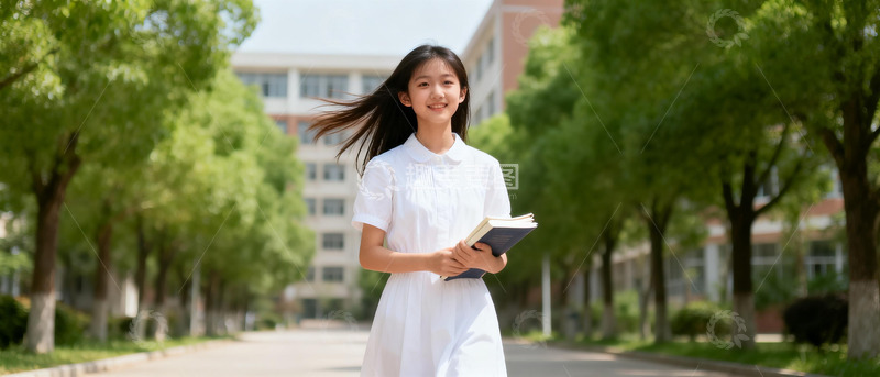 高清大图下载【趣麦麦图】校园青春白裙读书