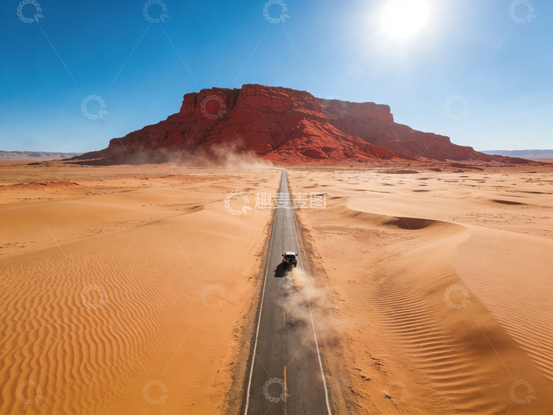 高清大图下载【趣麦麦图】沙漠公路孤车行