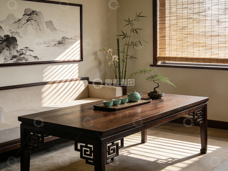 高清大图下载【趣麦麦图】东方风格茶室装饰设计素材