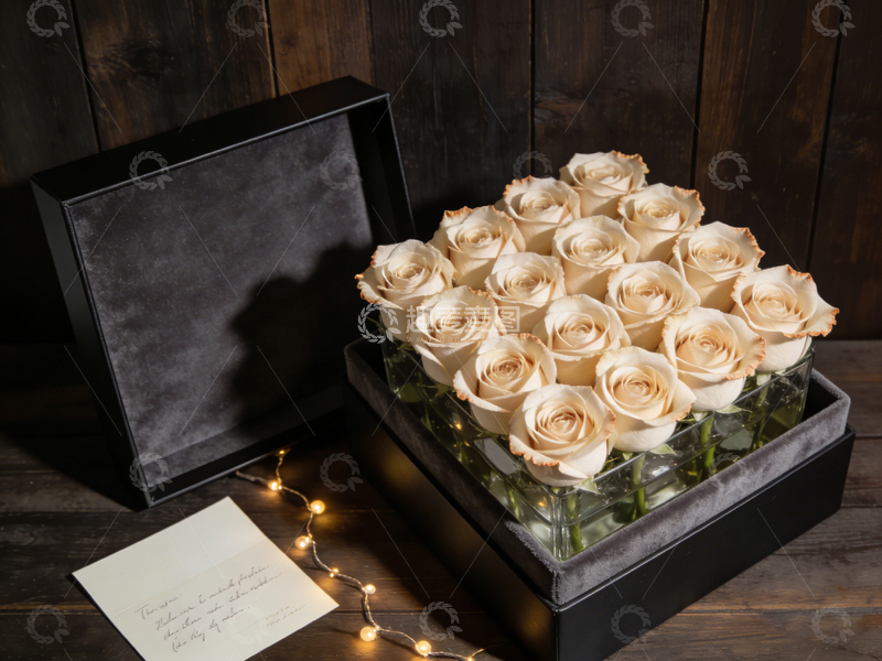 高清大图下载【趣麦麦图】典雅玫瑰花礼盒摄影素材