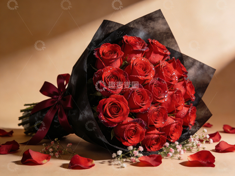 高清大图下载【趣麦麦图】浪漫红色玫瑰花束摄影