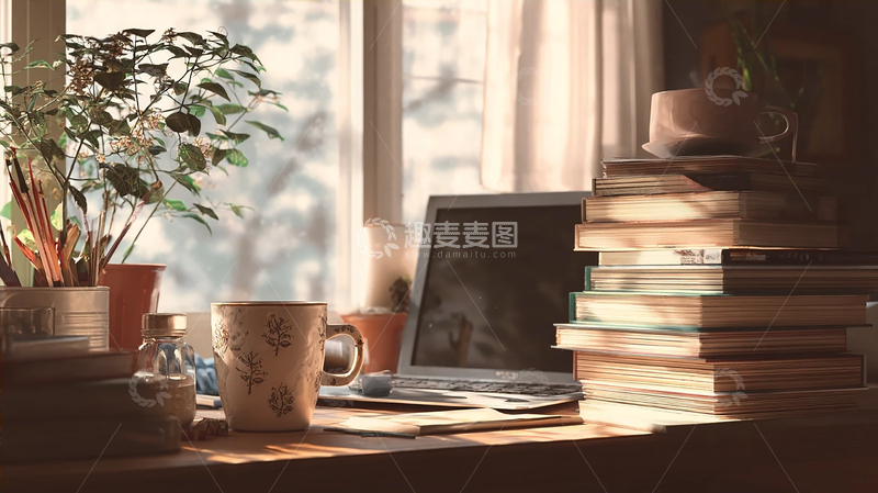 高清大图下载【趣麦麦图】温馨午后书桌的秘密花园