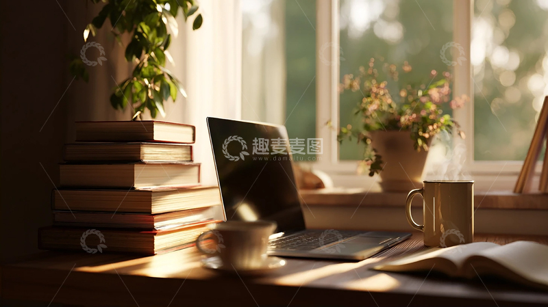 高清大图下载【趣麦麦图】清晨光影中的温馨阅读时光