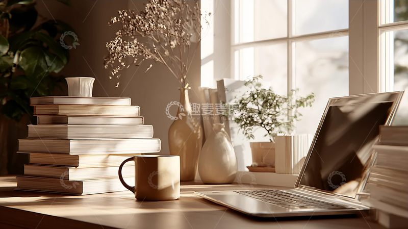 高清大图下载【趣麦麦图】阳光洒落的温馨阅读角落