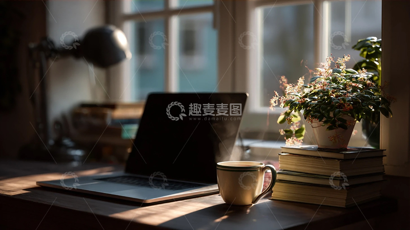 高清大图下载【趣麦麦图】清晨咖啡与书籍的邂逅