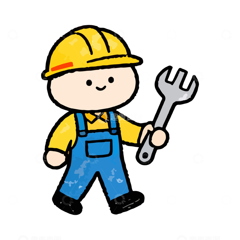 源文件下载【趣麦麦图】卡通建筑工人简笔画素材
