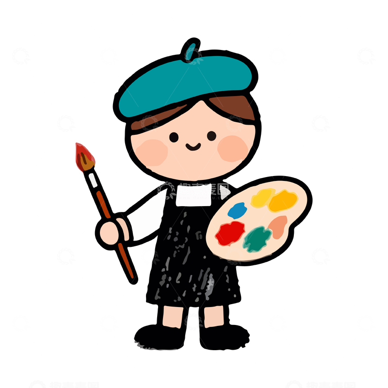 源文件下载【趣麦麦图】卡通画家形象设计素材