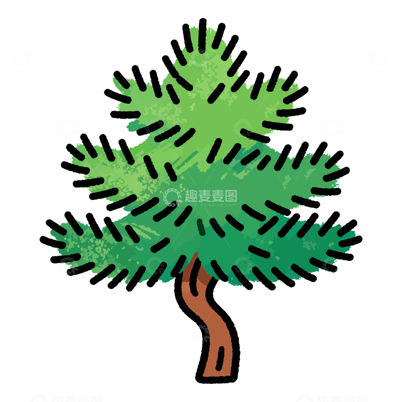 源文件下载【趣麦麦图】简约树木卡通插画