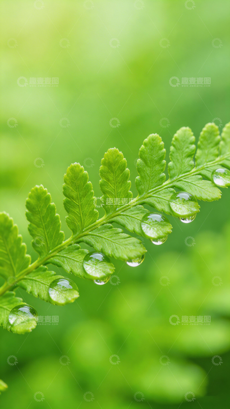 高清大图下载【趣麦麦图】清新绿叶露珠特写