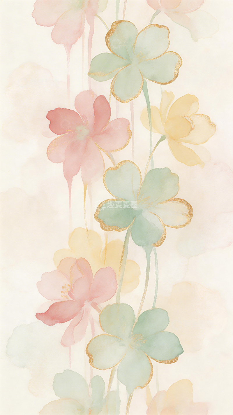 高清大图下载【趣麦麦图】水彩花卉装饰图案设计素材