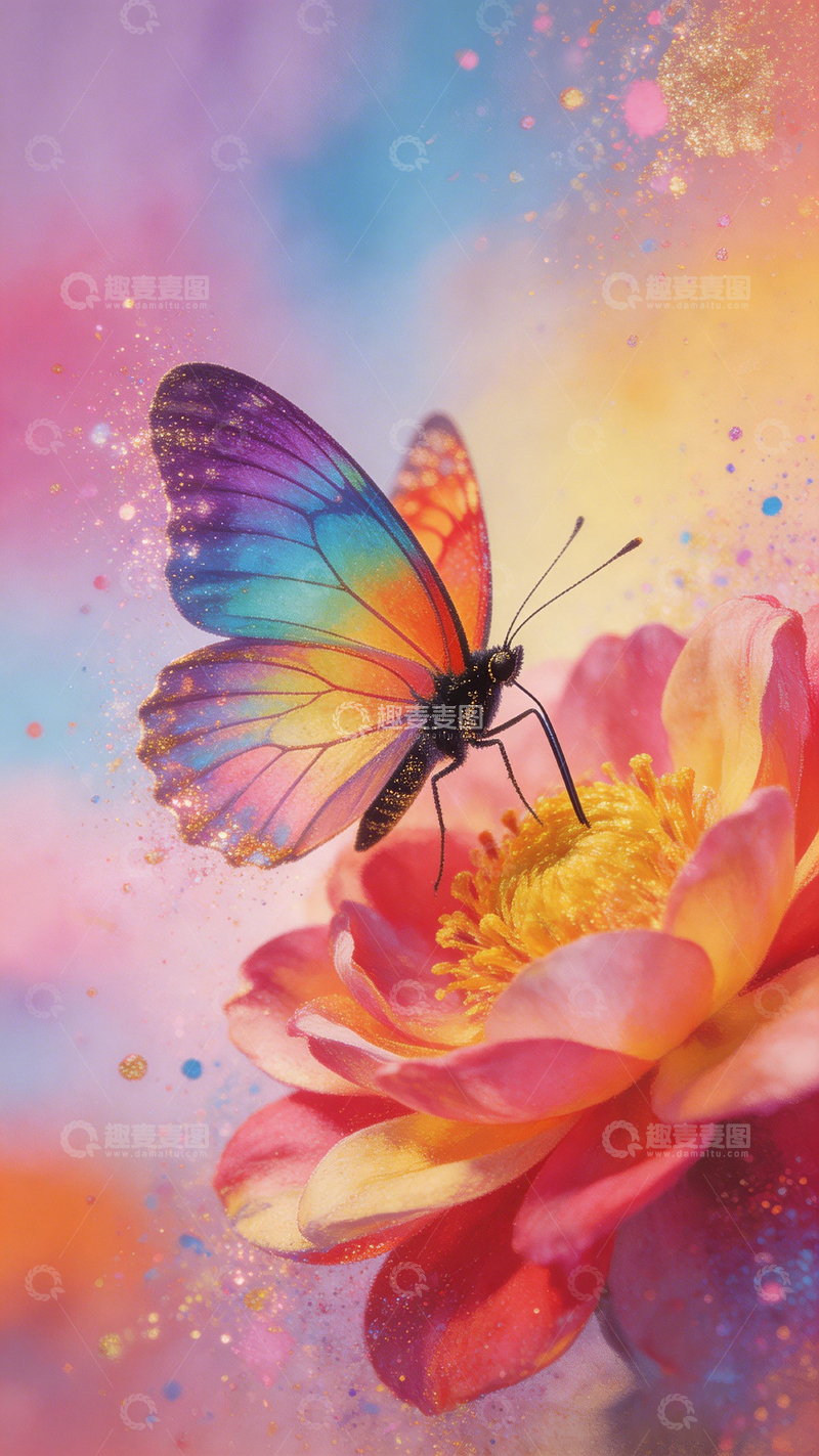 高清大图下载【趣麦麦图】彩蝶恋花艺术壁纸
