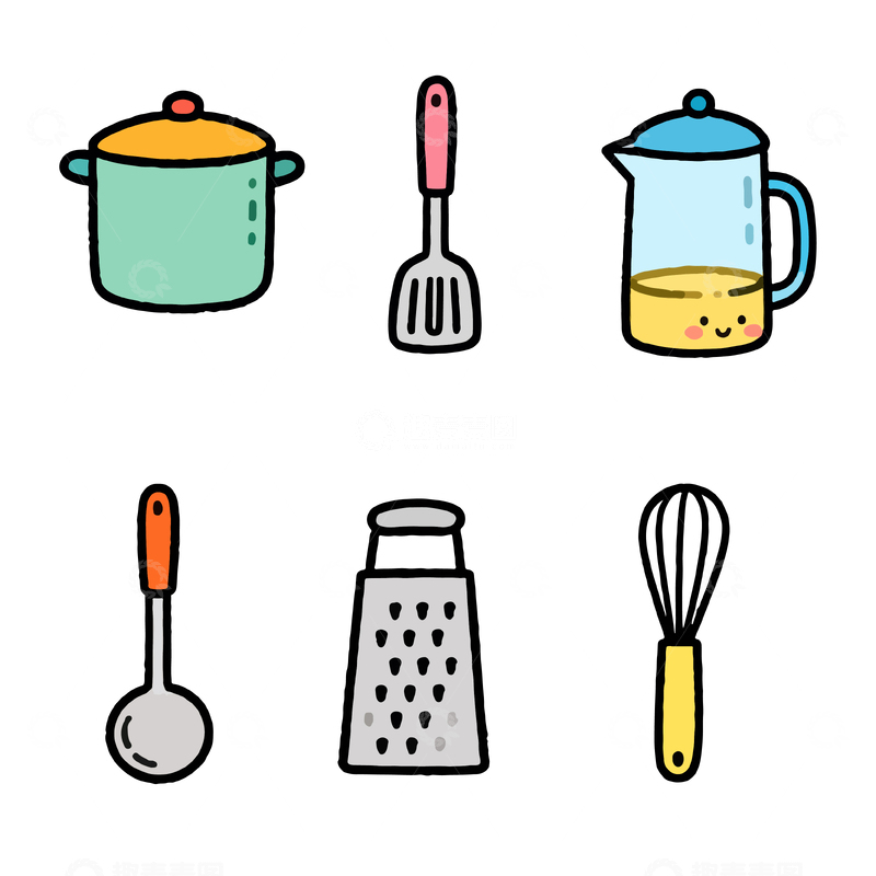 源文件下载【趣麦麦图】卡通厨房用具插画设计元素