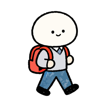 卡通小孩上学插画素材