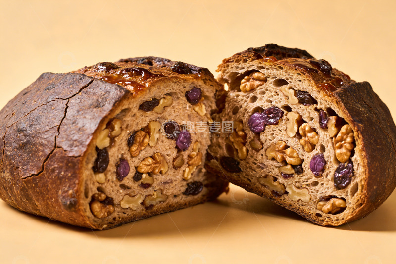 高清大图下载【趣麦麦图】坚果果干全麦面包的健康早餐选择