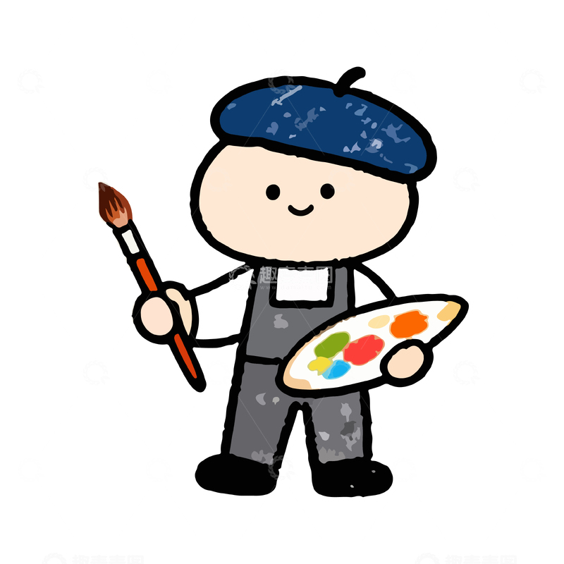 源文件下载【趣麦麦图】卡通小画家绘画素材