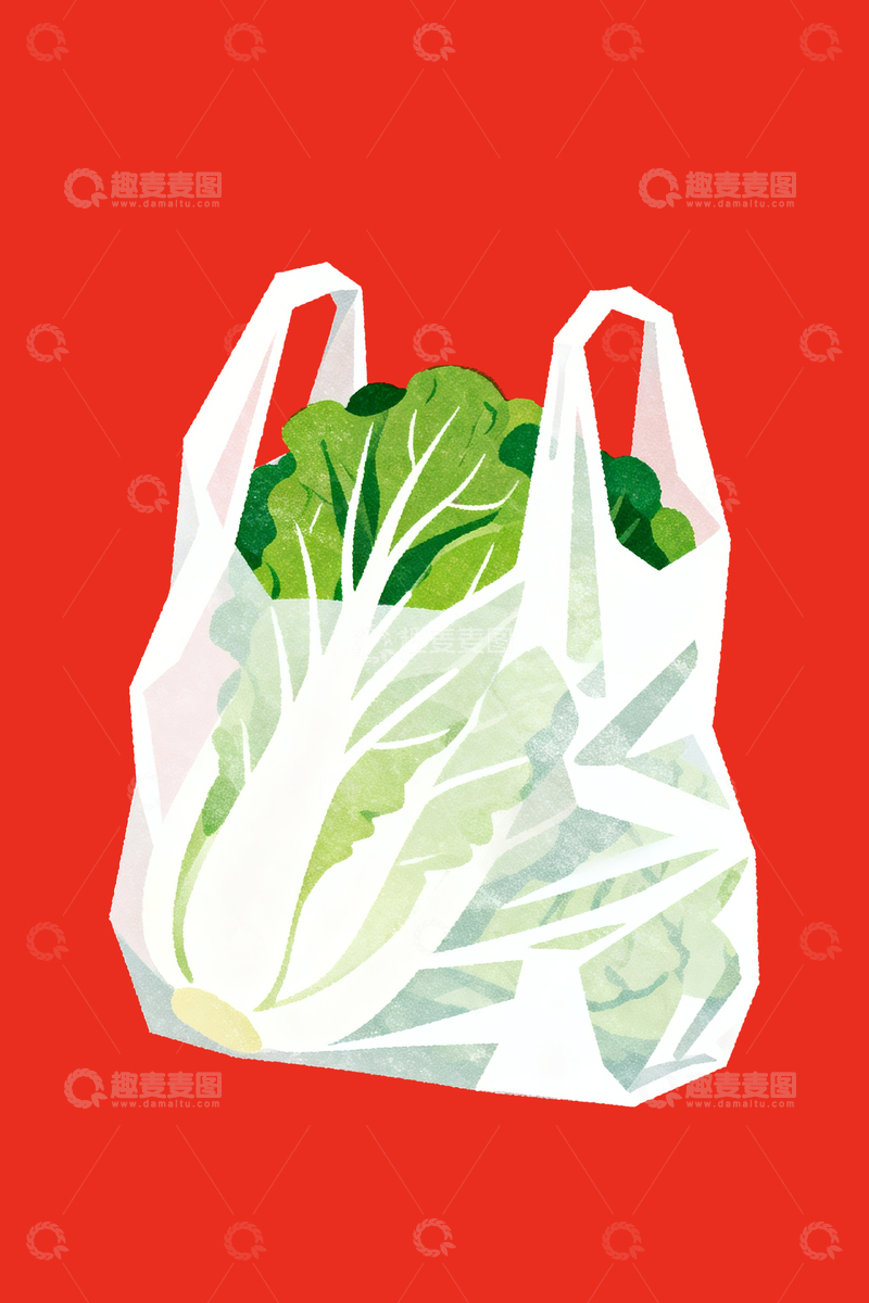 源文件下载【趣麦麦图】丝网印刷塑料袋里的青菜5