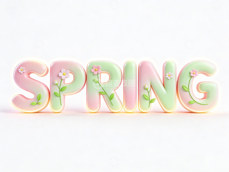 高清大图下载【趣麦麦图】春日花朵艺术字设计