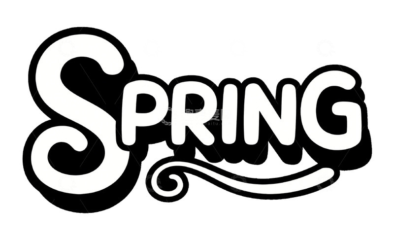 高清大图下载【趣麦麦图】黑白艺术字春天图案设计元素