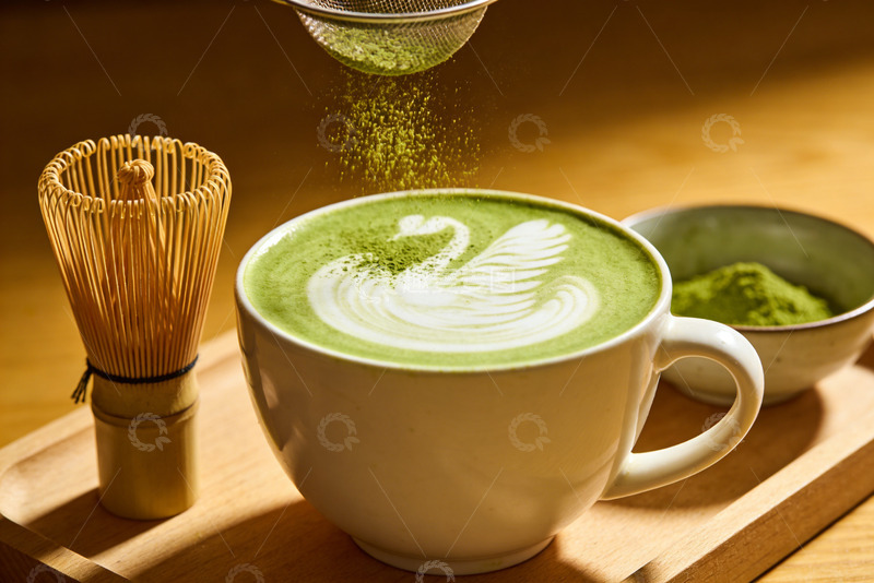 高清大图下载【趣麦麦图】天鹅拉花抹茶拿铁的日式下午茶