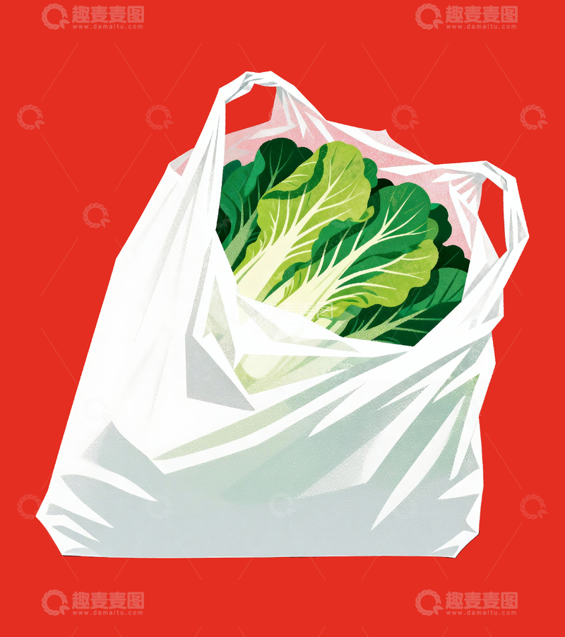 源文件下载【趣麦麦图】丝网印刷塑料袋里的青菜7