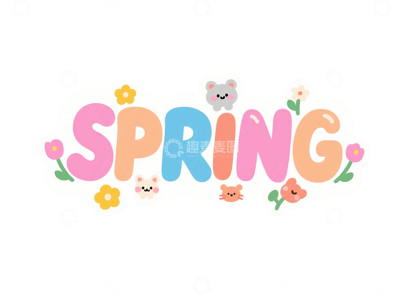 高清大图下载【趣麦麦图】卡通风格春天花卉图案设计元素