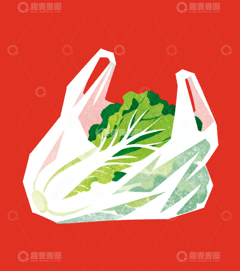 源文件下载【趣麦麦图】丝网印刷塑料袋里的青菜6
