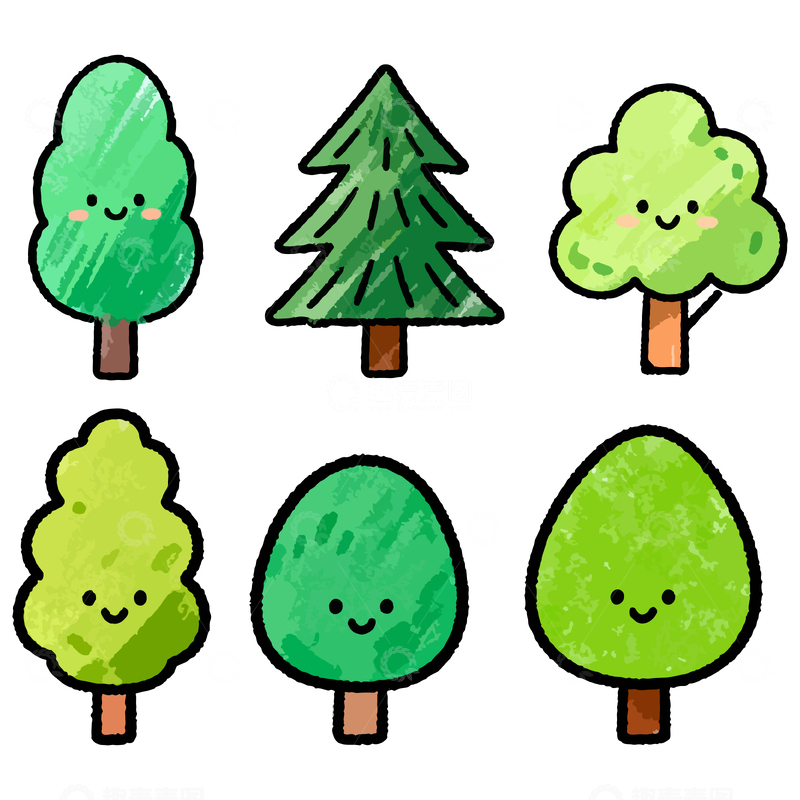 源文件下载【趣麦麦图】卡通可爱树木插画设计素材