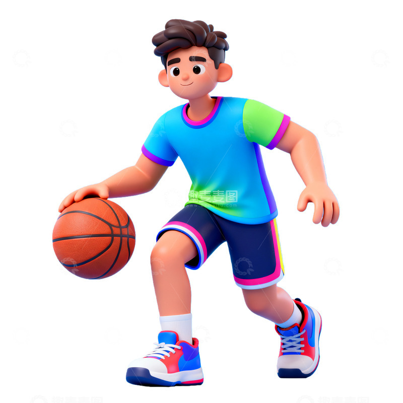高清大图下载【趣麦麦图】卡通篮球运动员3D模型
