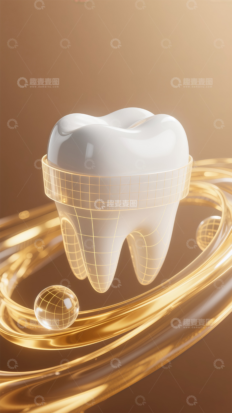 高清大图下载【趣麦麦图】科技感牙齿模型渲染图