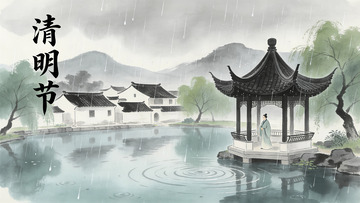 清明节水墨画背景