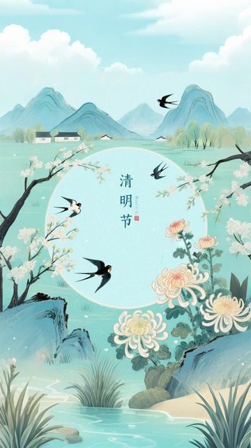 清明节国潮插画