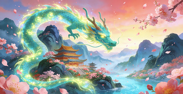 东方神话神龙山水风光画装饰画