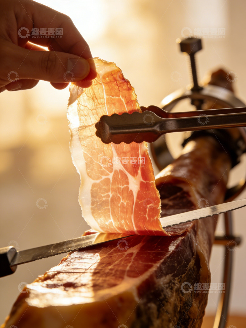 高清大图下载【趣麦麦图】手工现切西班牙火腿的精致宴客场景