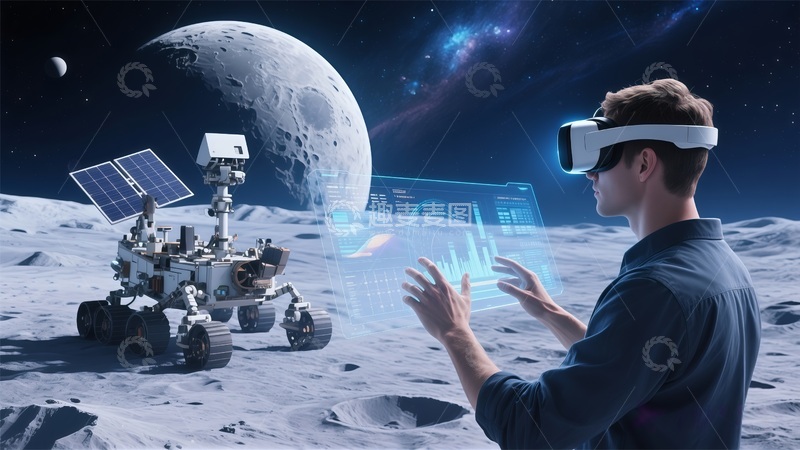 高清大图下载【趣麦麦图】科技VR虚拟月球探测场景