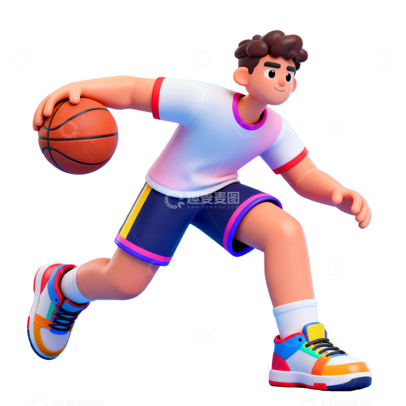 高清大图下载【趣麦麦图】卡通篮球运动员3D渲染图