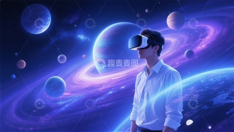 高清大图下载【趣麦麦图】VR太空体验科技艺术海报