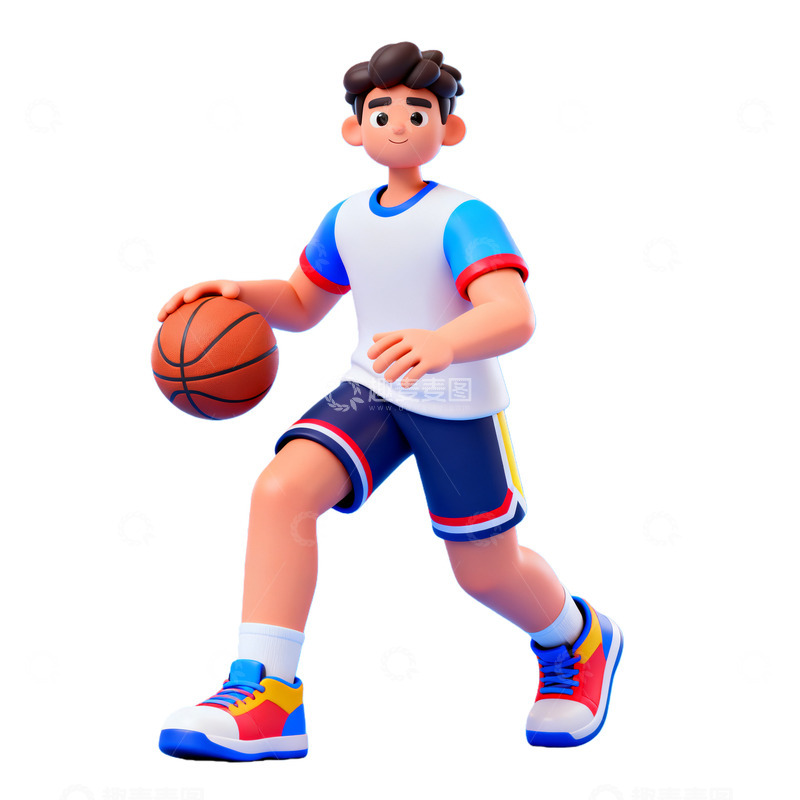高清大图下载【趣麦麦图】卡通篮球运动男孩插画素材广告