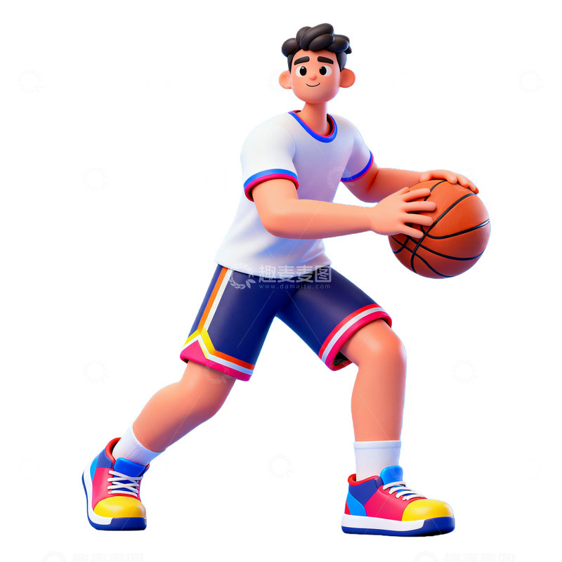 高清大图下载【趣麦麦图】卡通篮球运动员3D渲染素材