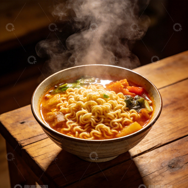 高清大图下载【趣麦麦图】热气腾腾拉面美食摄影图片