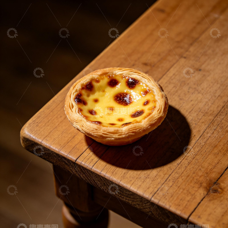高清大图下载【趣麦麦图】木质桌面葡式蛋挞美食摄影