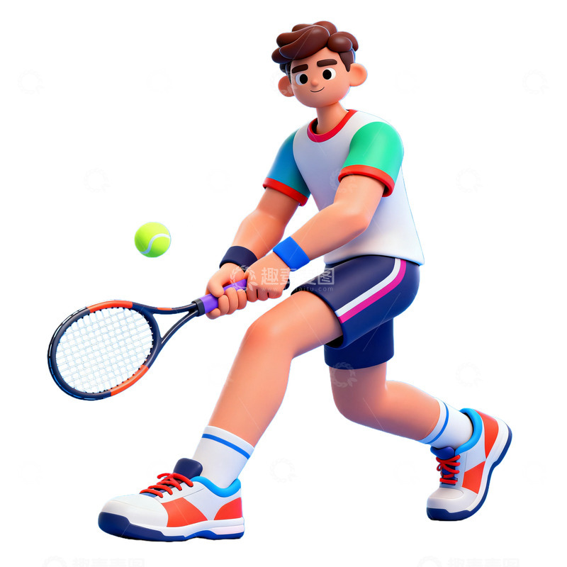 高清大图下载【趣麦麦图】卡通网球选手打球运动插图