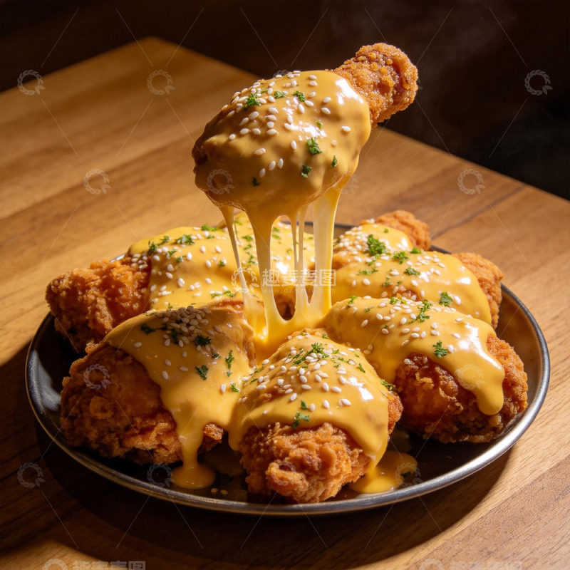 高清大图下载【趣麦麦图】芝士炸鸡美食摄影图片