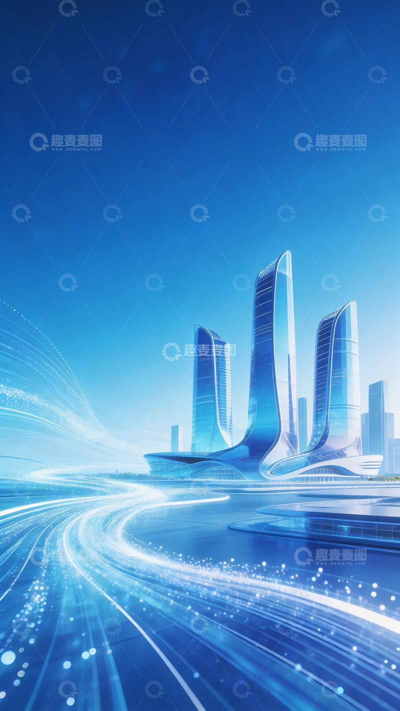高清大图下载【趣麦麦图】未来主义抽象建筑群背景2