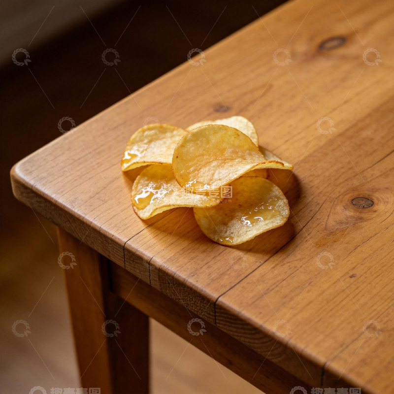 高清大图下载【趣麦麦图】简约风木桌薯片摄影