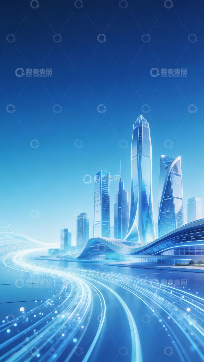 高清大图下载【趣麦麦图】未来主义抽象建筑群背景3