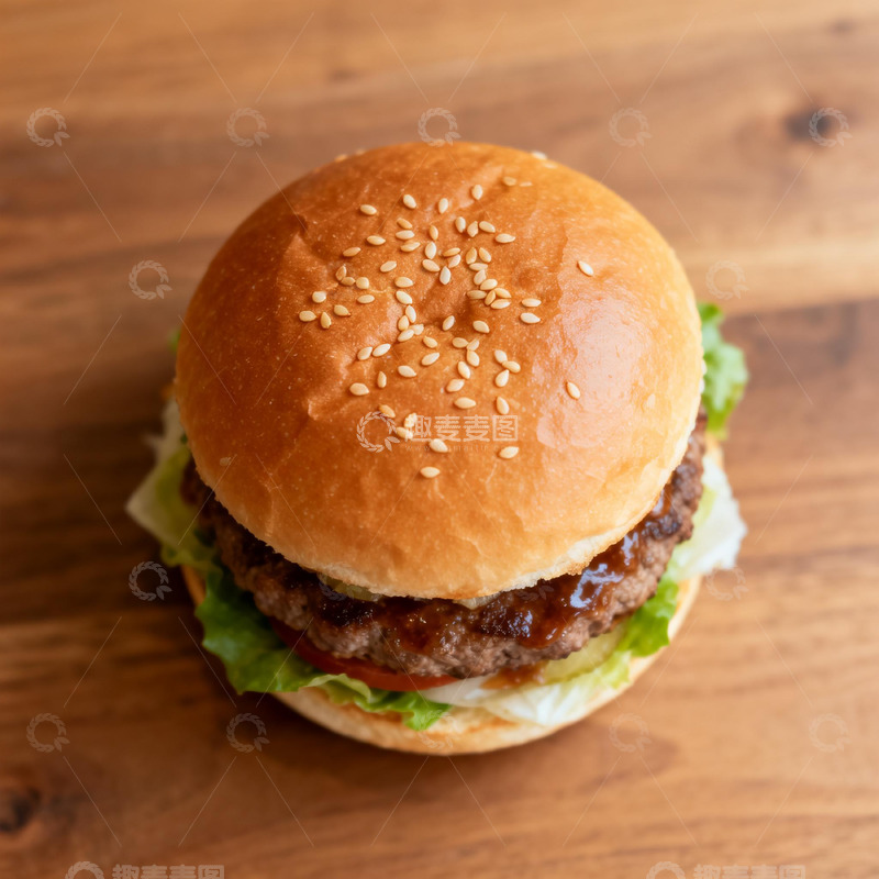 高清大图下载【趣麦麦图】木质桌面汉堡美食摄影
