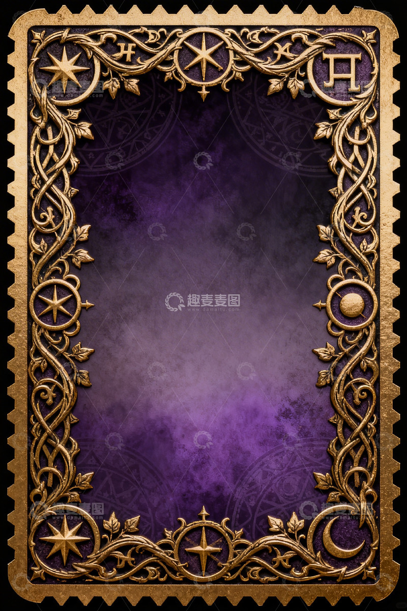 高清大图下载【趣麦麦图】复古边框紫背景装饰图案