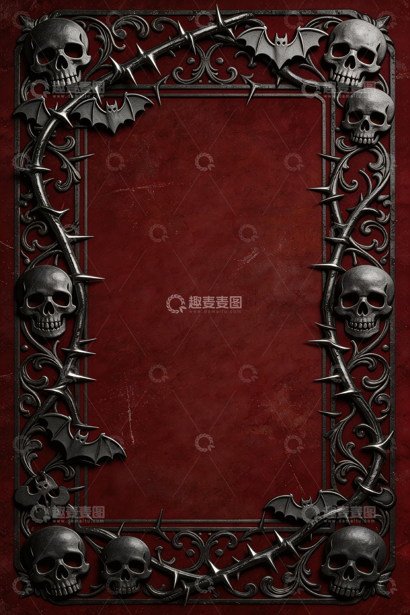 高清大图下载【趣麦麦图】黑暗骷髅边框哥特风格设计