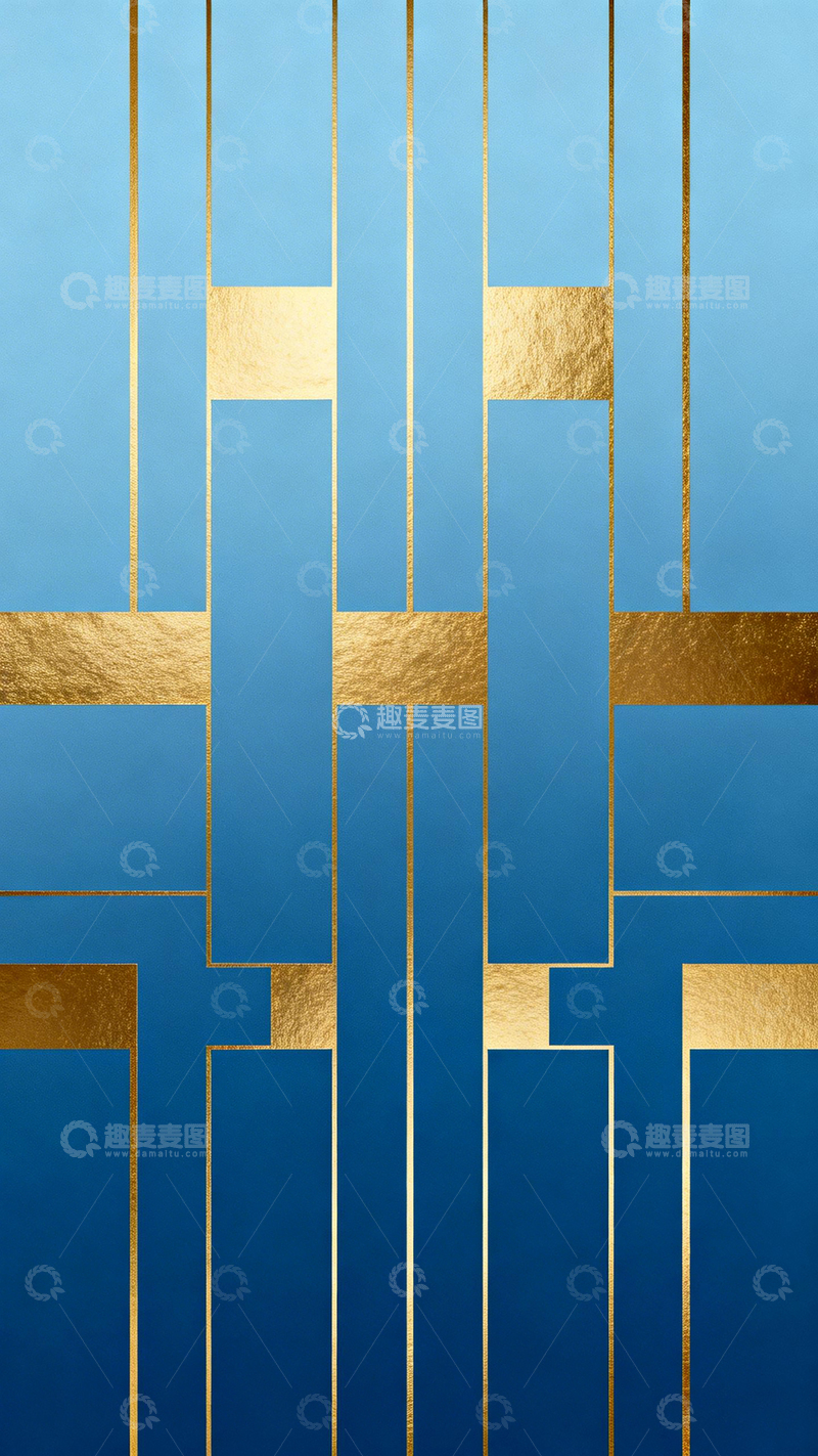 高清大图下载【趣麦麦图】蓝金几何抽象艺术壁纸