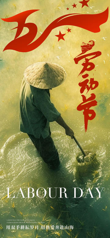 劳动节农民耕作宣传海报